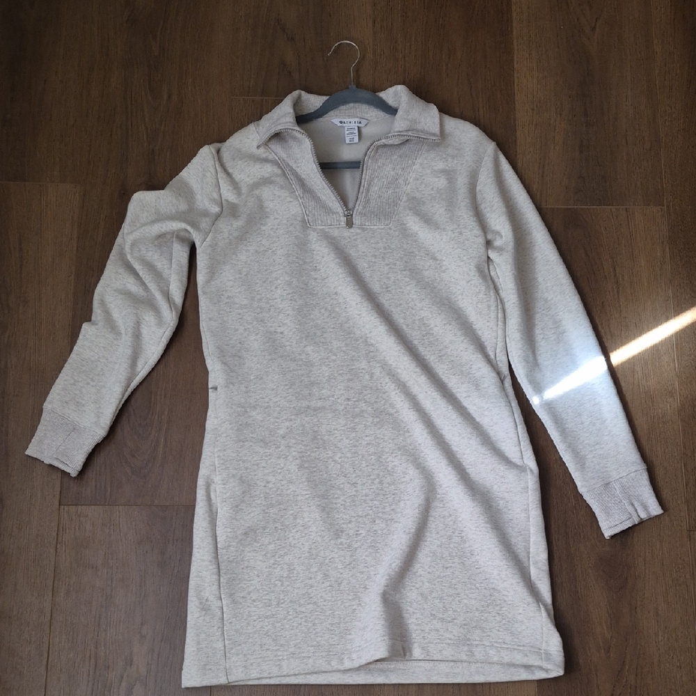Cozy Karma Gray Half-Zip Long Sleeve Dress